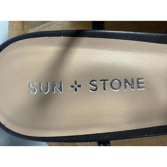 NWB Sun + Stone Tillyyp Womens Faux Leather Heeled Wedge Sandals 7.5 - Picture 7 of 9